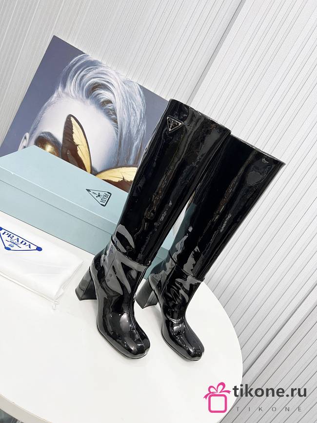 Prada Long Boots Shiny Black - 1