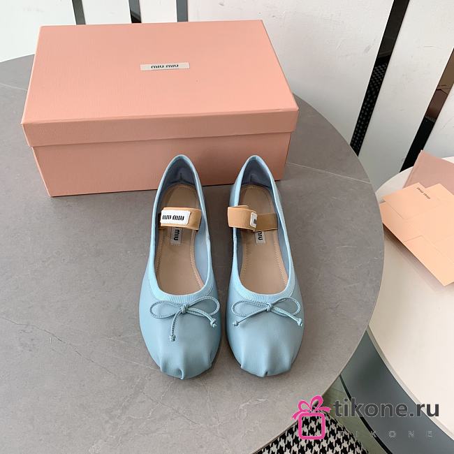 Miumiu Blue Ballerinas Flat Shoes - 1