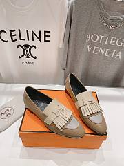 Hermes Kelly Brown-Beige Silver Buckle Loafers - 5