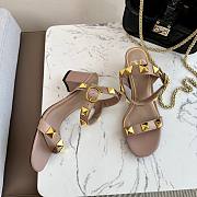 Valentino Garavani Rockstud  Stud 90 Leather Sandal In Pink - 4