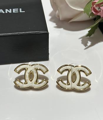 CC Gold-edged Marble Double C Earrings