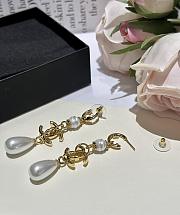 CC 23 Metallic Double C White Pendant Earrings  - 4