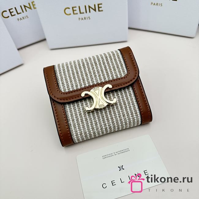 Celine Triomphe Canvas Wallet - 11x10x5cm - 1