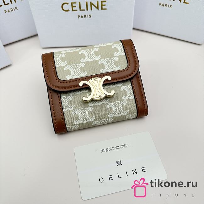 Celine Triomphe Canvas Wallet 02 - 11x10x5cm - 1