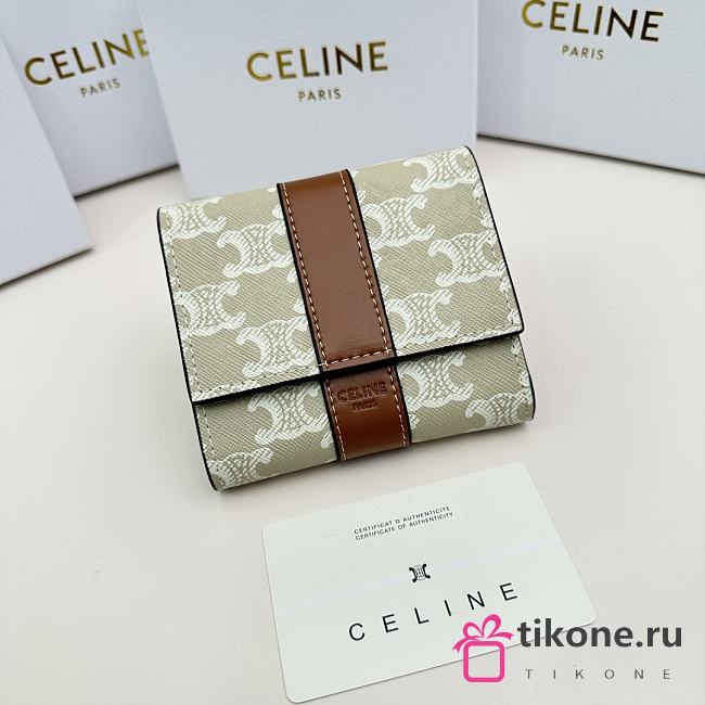 Celine Triomphe Canvas Wallet 04 - 11x10x5cm - 1