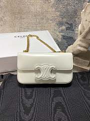 Celine Chain Cuir Triomphe In Shiny Calfskin White - 20.5×10.5×4cm - 1