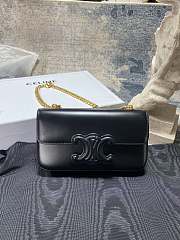 Celine Chain Cuir Triomphe In Shiny Calfskin Black - 20.5×10.5×4cm - 1