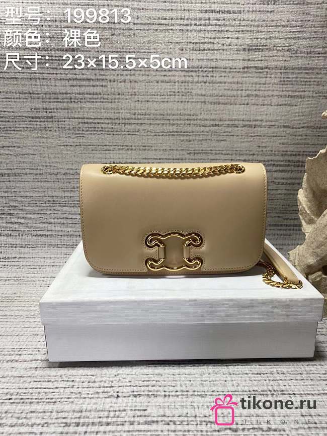 Celine Triomphe Beige Leather - 23×15.5×5cm - 1