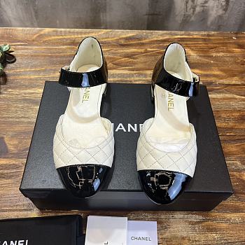 CC Buty Mary Janes White Lambskin Leather 