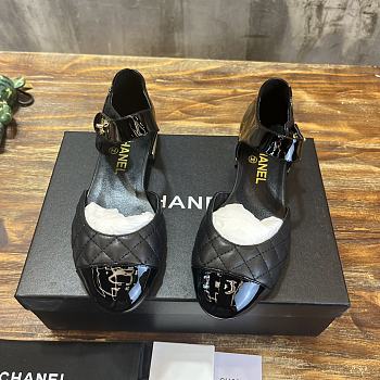 CC Buty Mary Janes Black Lambskin Leather