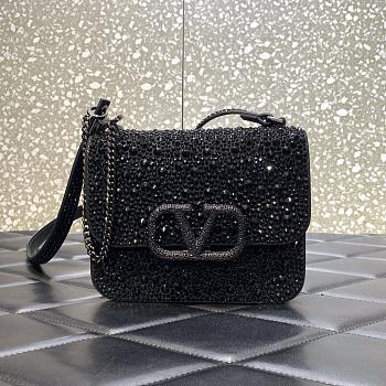 Valentino Full Diamond Swarovski Black Bag 18cm