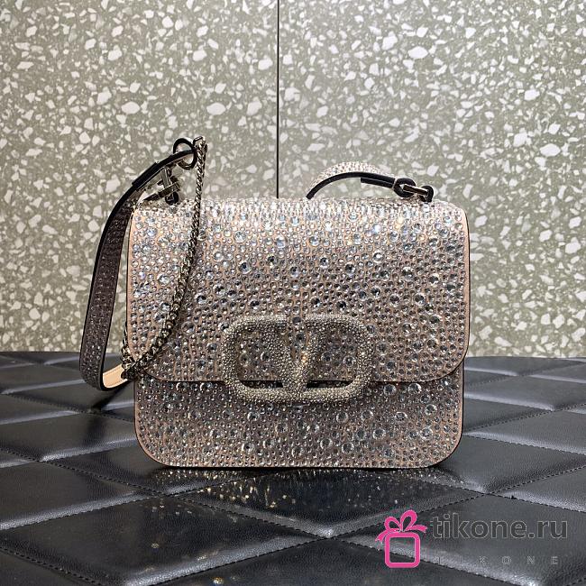 Valentino Full Diamond Swarovski Silver Bag 18cm - 1