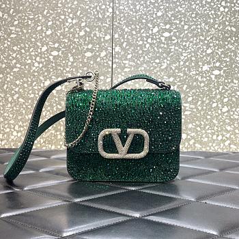Valentino Full Diamond Swarovski Green Bag 18cm