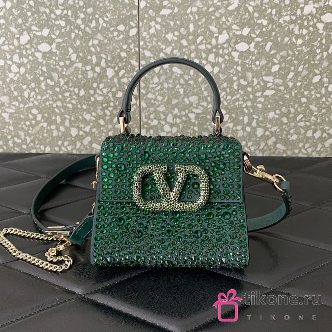 Valentino Garavani Mini Green Logo Size 13.5cm - 1