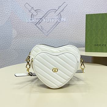 GG Interlocking Mini Heart Backpack White - 20x17.5x6.5cm