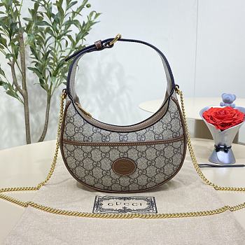 GG Half-moon Style Mini Brown Handbag Oatmeal - 22x12.5x5cm