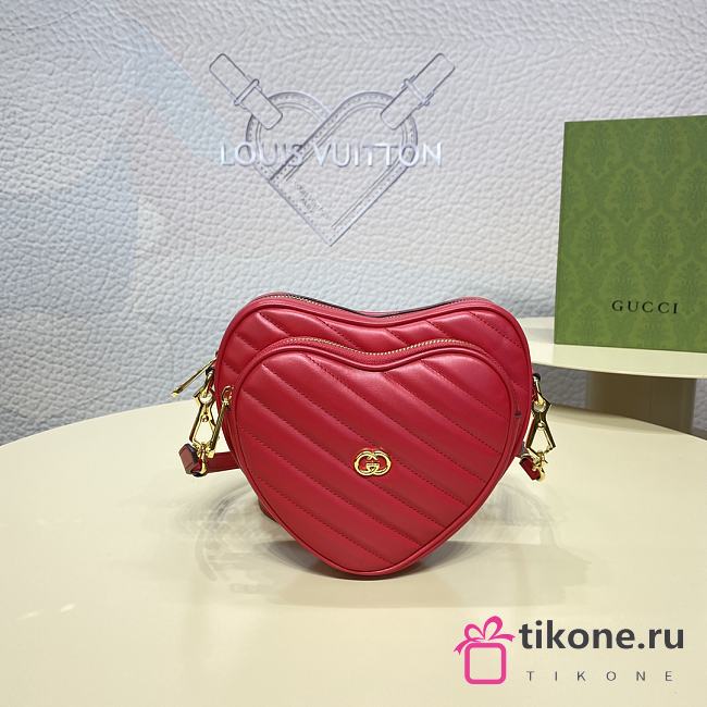 GG Interlocking Mini Heart Backpack Rose - 20x17.5x6.5cm - 1