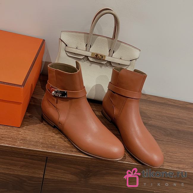 Hermes Calfskin Ankle Neo Brown Boots - 1