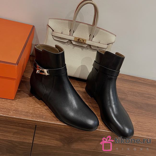 Hermes Calfskin Ankle Neo Black Leather Boots - 1