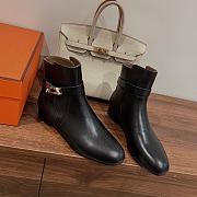 Hermes Calfskin Ankle Neo Black Leather Boots - 1