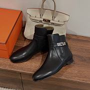 Hermes Calfskin Ankle Neo Black Leather Boots - 4