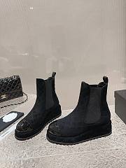 Chanel CC Black Velvet Short Boots - 2