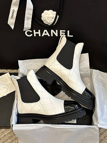 Chanel Short Boots White Calfskin Heel