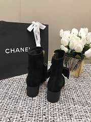 Chanel Short Black Boots Suede Kidskin & Grosgrain - 5