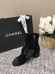 Chanel Short Black Boots Suede Kidskin & Grosgrain - 4