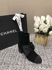 Chanel Short Black Boots Suede Kidskin & Grosgrain - 3