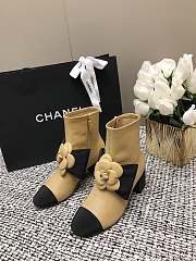 Chanel Short Beige Boots Suede Kidskin & Grosgrain - 5