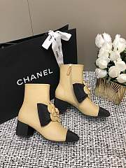 Chanel Short Beige Boots Suede Kidskin & Grosgrain - 4