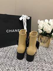 Chanel Short Beige Boots Suede Kidskin & Grosgrain - 2