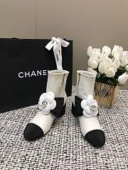 Chanel Short White Boots Suede Kidskin & Grosgrain - 1