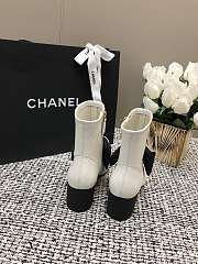 Chanel Short White Boots Suede Kidskin & Grosgrain - 3