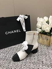 Chanel Short White Boots Suede Kidskin & Grosgrain - 4