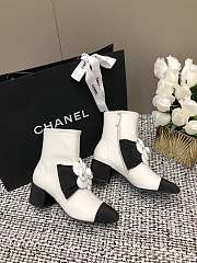 Chanel Short White Boots Suede Kidskin & Grosgrain - 2