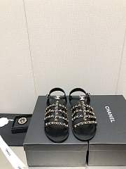 Chanel Black Flat Sandals - 1