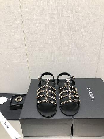 Chanel Black Flat Sandals