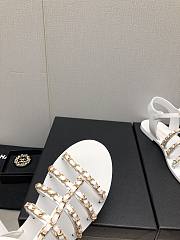 Chanel White Flat Sandals - 4