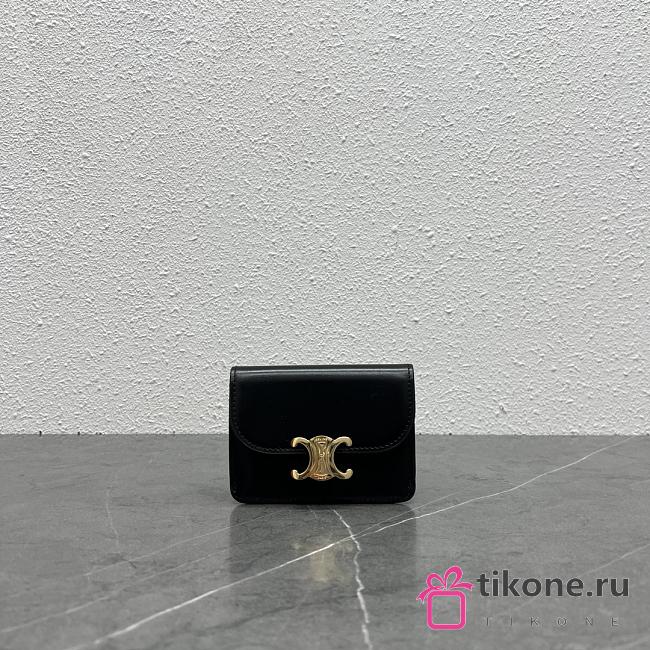 Celine Black Triomphe Wallet - 10.5x7x1cm - 1