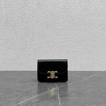 Celine Black Triomphe Wallet - 10.5x7x1cm