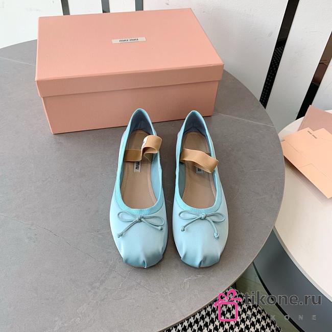 Miumiu Blue Satin Ballerinas Flats  - 1