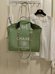 Chanel Mixed Fibers Small Deauville Tote Green 38cm - 3