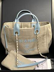 Chanel Medium Deauville Tote Grey Light Blue 38CM - 5