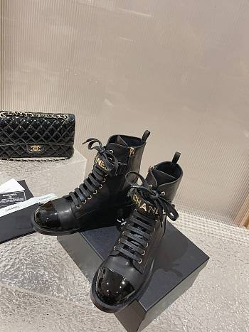 Chanel Short Boots Logo Lace Up