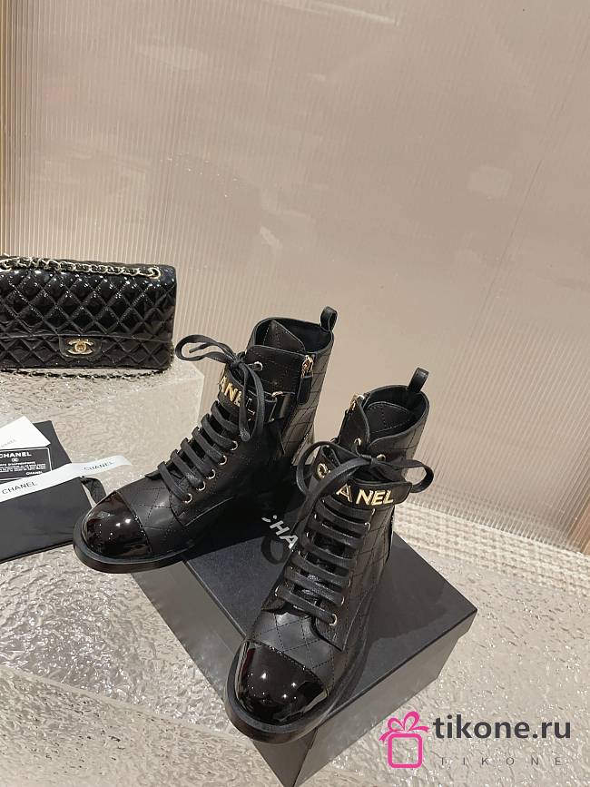 Chanel Short Boots Logo Lace Up 02 - 1