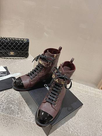 Chanel Short Boots Logo Lace Up 03