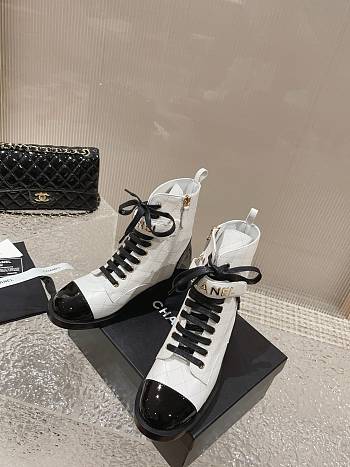 Chanel Short Boots Logo Lace Up 04