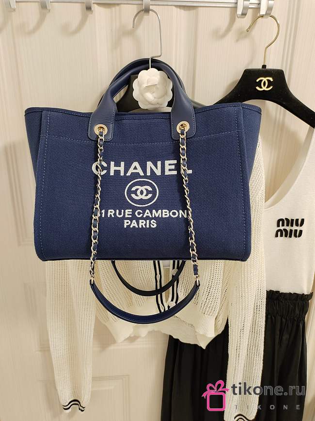 Chanel Small Deauville Tote Blue 32CM - 1